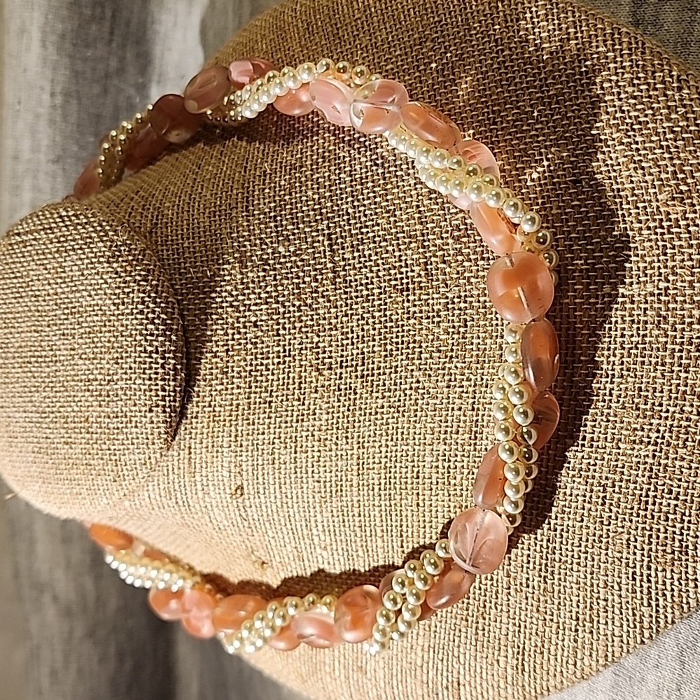 Faux Pearl & Pink Acrylic Bead Necklace